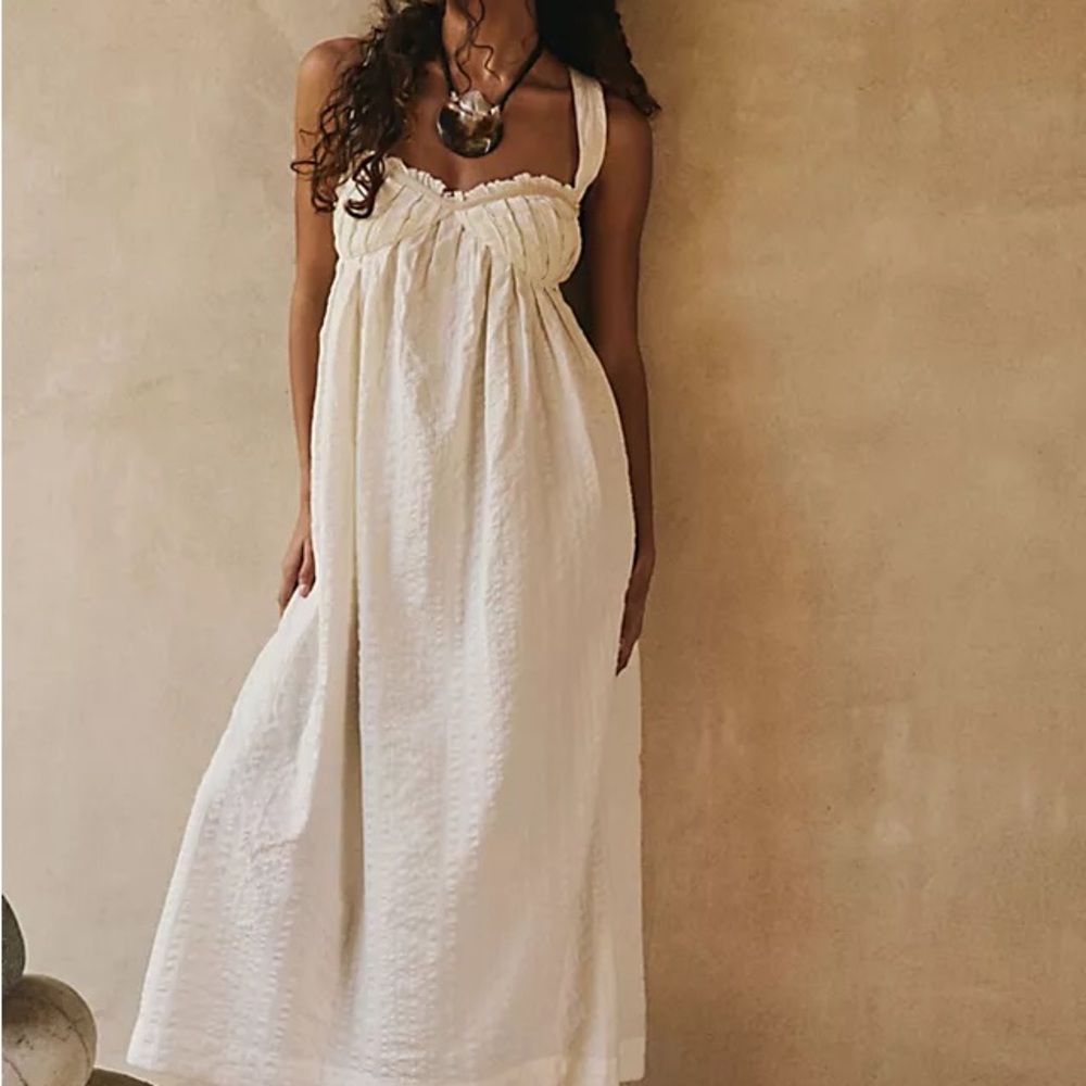 Free People Cream Empire Waist Midi Dress